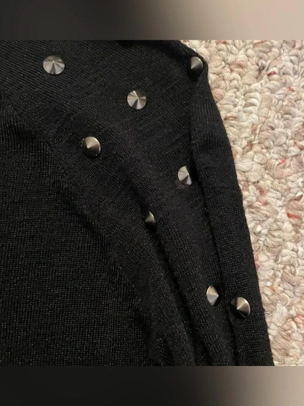 Forever 21 Black Long-Sleeve Studded Shoulder Tee